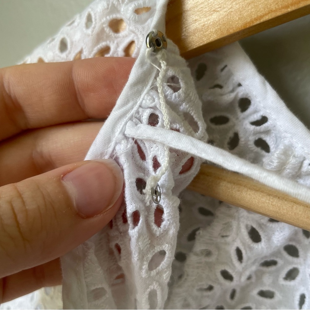 J. Crew V-Back Puff-Sleeve Eyelet Top - White - Size 14 Womens EUC - Picture 10 of 15
